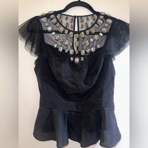 BEBE Rhinestone Black Top